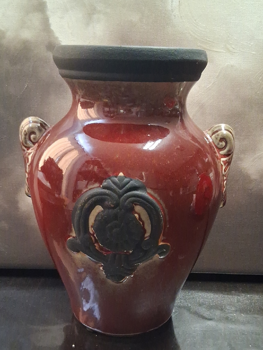Echo Design Red Ceramic Vase with Black Accents